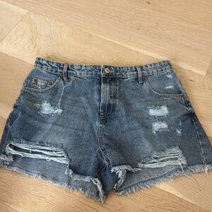 Impressions Blue Distressed Jean Shorts